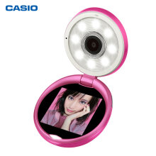 卡西欧（CASIO）TR-M10 数码相机 （美光小影棚、便携粉饼外观、9灯【光美颜】技术） 热情桃